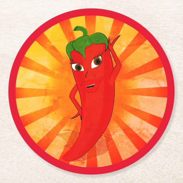 Dessous-de-verre Rond En Papier Superstar vintage Red Pepper (Devant)
