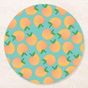 Dessous-de-verre Rond En Papier Sweet Peach Cute Fruit 1er Anniversaire Thème