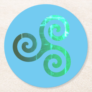 Dessous-de-verre Rond En Papier Symbole celtique antique Emerald Triskele