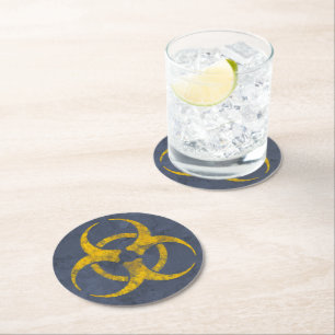 Dessous-de-verre Rond En Papier Symbole de danger biologique en détresse