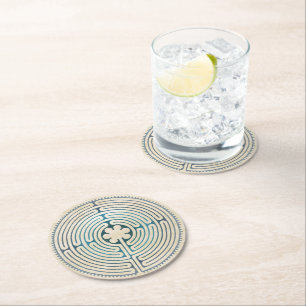 Dessous-de-verre Rond En Papier Symbole de géométrie sacrée - Chartres Labyrinthe 