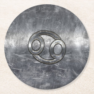 Dessous-de-verre Rond En Papier Symbole du cancer du zodiaque en style industriel