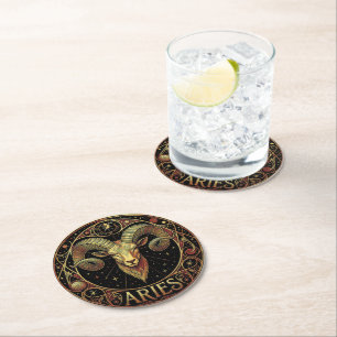 Dessous-de-verre Rond En Papier Symbole du zodiaque Bélier Bélier