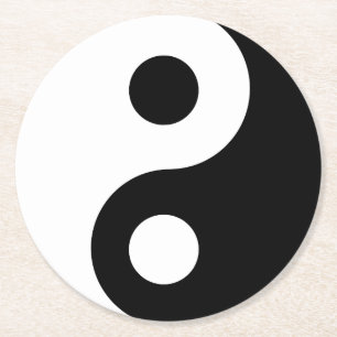 Dessous-de-verre Rond En Papier Symbole Yin Yang personnalisable