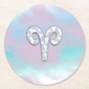 Dessous-de-verre Rond En Papier Symbole zodiaque de la Mère de style perle