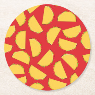Dessous-de-verre Rond En Papier Taco Anniversaire Fête Nourriture Mexicaine
