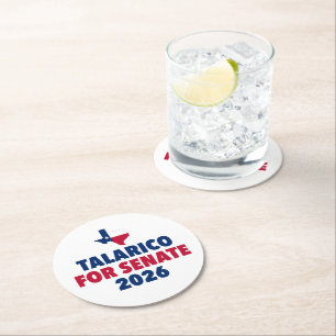 Dessous-de-verre Rond En Papier Talarico pour le Sénat Élection 2026 Texas