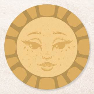 Dessous-de-verre Rond En Papier Tapis de mariage Vintage Sun