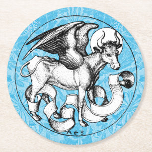Dessous-de-verre Rond En Papier Taureau ailé de Saint-Luc du XVe siècle