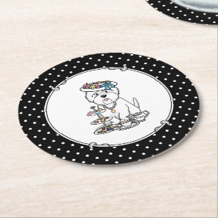 Dessous-de-verre Rond En Papier Tea Party Westie - West Highland White Terrier