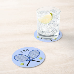 Dessous-de-verre Rond En Papier Tennis croisé raquettes initiales Dessous de verre