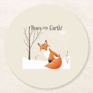 Dessous-de-verre Rond En Papier Terre de Paix sur mesure Minimaliste animal de ren