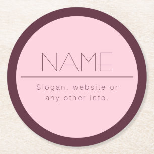 Dessous-de-verre Rond En Papier Texte moderne personnalisable avec bordure