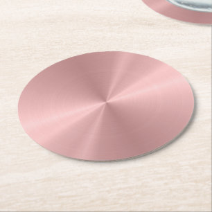 Dessous-de-verre Rond En Papier Texture radiale métallique personnalisée d'or rose