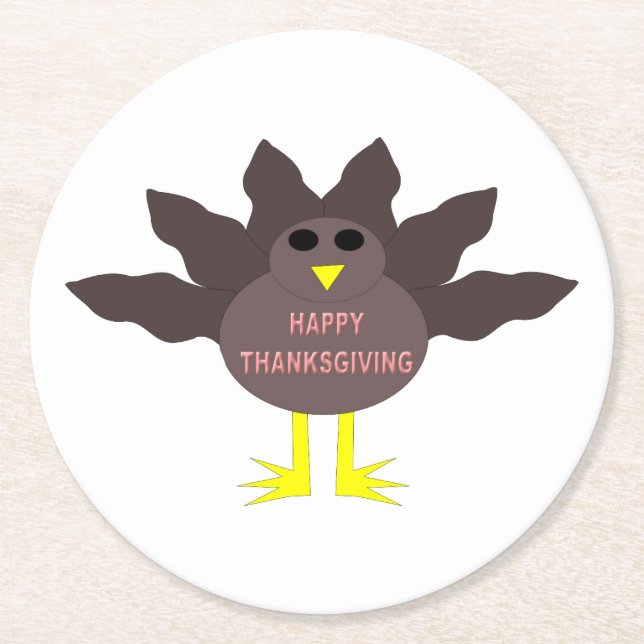 Dessous-de-verre Rond En Papier Thanksgiving Pluced Turkey Paper Dessous de verre (Devant)