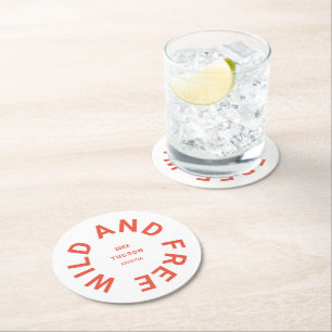 Dessous-de-verre Rond En Papier Thème De Camping Orange Gratuit Et Sauvage