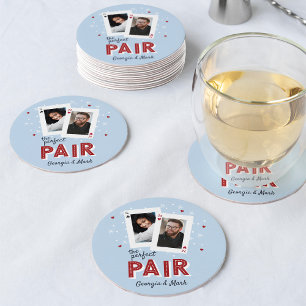 Dessous-de-verre Rond En Papier Thème de casino pour couples avec photo de couple 