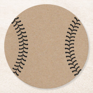 Dessous-de-verre Rond En Papier Thème Rustique De Baseball Kraft