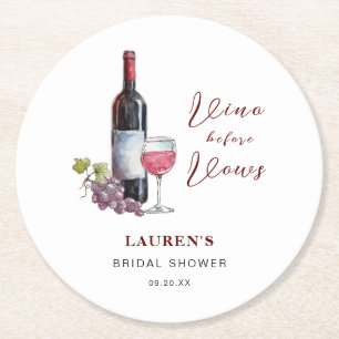 Dessous-de-verre Rond En Papier Thème vinicole « Vino before Vows » pour enterreme