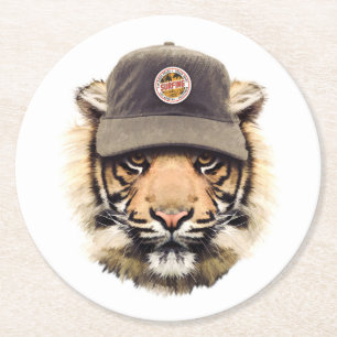 Dessous-de-verre Rond En Papier Tigre surfant