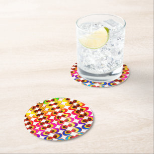 Dessous-de-verre Rond En Papier Tissu psychédélique