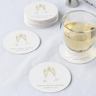 Dessous-de-verre Rond En Papier Toast de Champagne Personnalisé pour la Mariée
