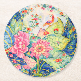 Dessous-de-verre Rond En Papier Tobacco Leaf China Pattern Inspired