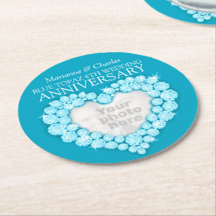 Dessous-de-verre Rond En Papier Topaz 4e anniversaire mariage dessous de verre de