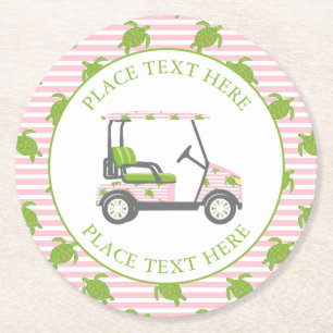 Dessous-de-verre Rond En Papier Tortues Chic Golf Cart