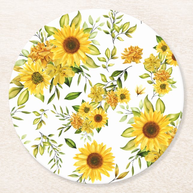 Dessous-de-verre Rond En Papier Tournesol 8 (Devant)