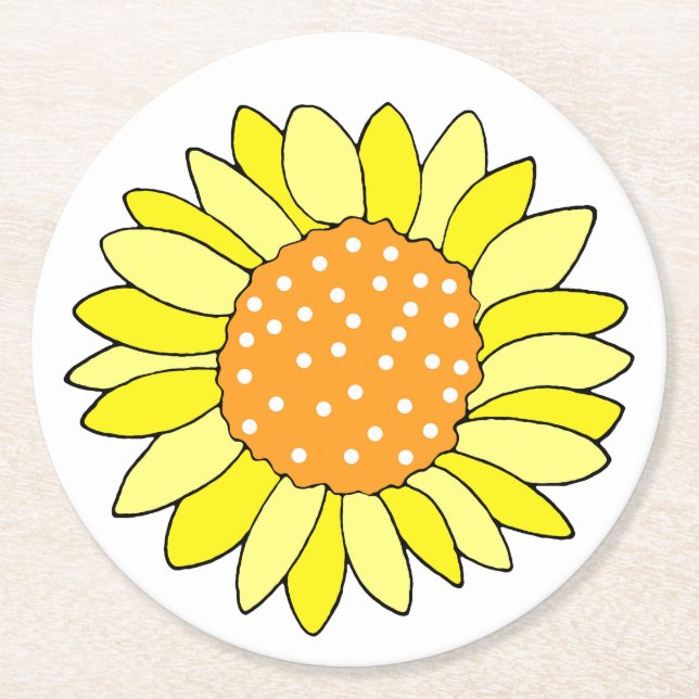Dessous-de-verre Rond En Papier Tournesol à main (Devant)