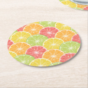 Dessous-de-verre Rond En Papier Tranches d'agrumes