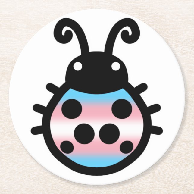 Dessous-de-verre Rond En Papier Transgender Pride Ladybug Coaster (Devant)