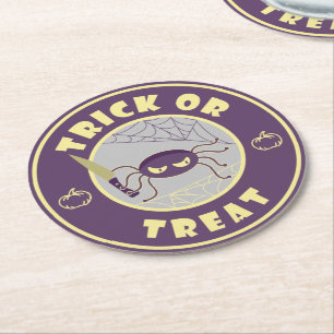 Dessous-de-verre Rond En Papier Trick ou traiter l'araignée halloween style Starbu