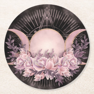 Dessous-de-verre Rond En Papier Triple Moon - Triple Goddess - Doux Floral