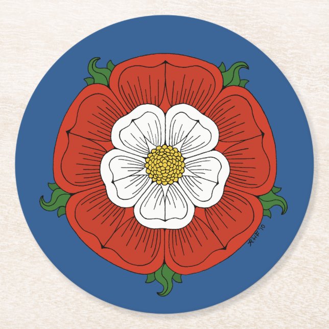 Dessous-de-verre Rond En Papier Tudor Rose (Devant)
