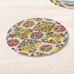 Dessous-de-verre Rond En Papier tuile de Persan de Sept-couleur