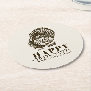 Dessous-de-verre Rond En Papier Turquie sauvage   Thanksgiving