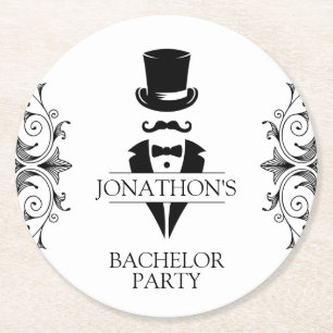 Dessous-de-verre Rond En Papier Tuxedo Bachelor