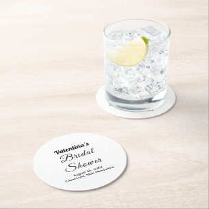 Dessous-de-verre Rond En Papier Typographie noir et blanc pour Baby Shower de mari
