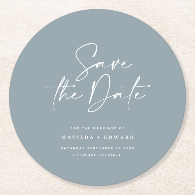 Dessous-de-verre Rond En Papier Typographiy wedding announcement (Devant)