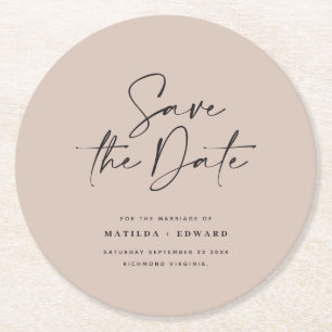 Dessous-de-verre Rond En Papier Typographiy wedding announcement