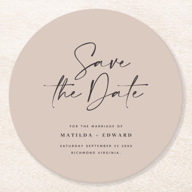 Dessous-de-verre Rond En Papier Typographiy wedding announcement (Devant)