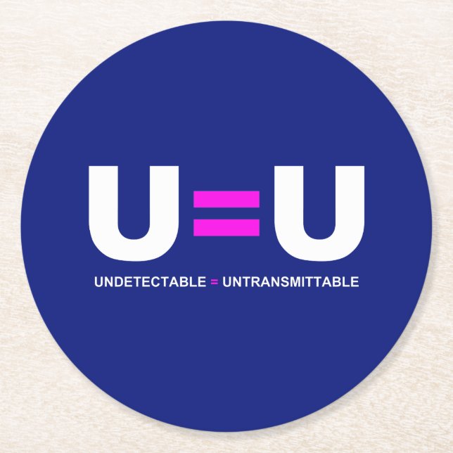 Dessous-de-verre Rond En Papier U=U VIH non détectable égale non transmettable (Devant)
