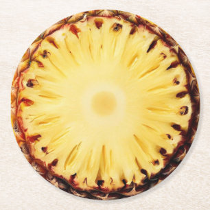 Dessous-de-verre Rond En Papier Ultra-réalisme Pineappy Slice Beverage Coaster