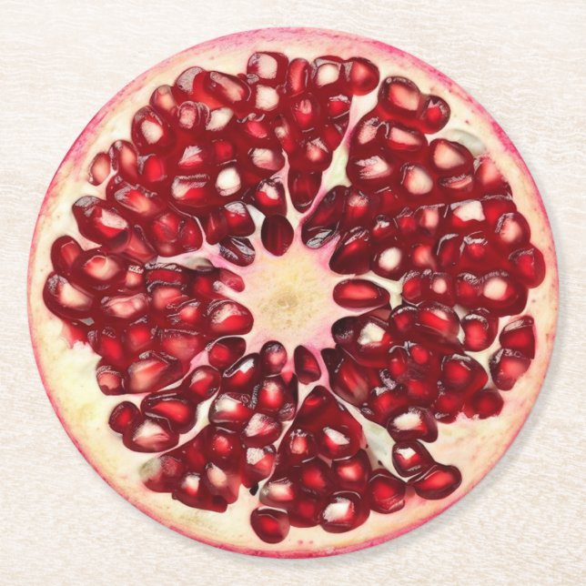 Dessous-de-verre Rond En Papier Ultra-réalisme Pomegranate Slice Beverage Coaster (Devant)