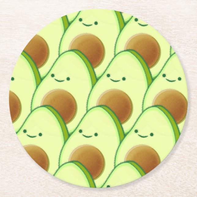 Dessous-de-verre Rond En Papier Un adorable Avocado (Devant)