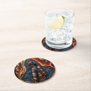 Dessous-de-verre Rond En Papier Un hommage vibrant au courage dans l'art de la lut