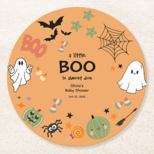 Dessous-de-verre Rond En Papier Un Petit Baby shower D'Halloween Boo Cute Ghost