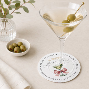 Dessous-de-verre Rond En Papier Un peu plus vieux Martini Ruban rose Anniversaire